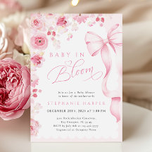 Bébé rose En Fleur Baby shower Invitation