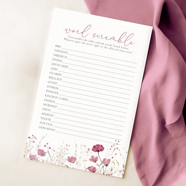 Bébé rose En Fleur Fleur sauvage Word Scramble Jeu (Créateur téléchargé)