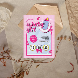 Bébé rose fille 1er anniversaire Invitation