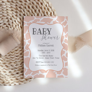 Bébé rose fille Giraffe Baby shower Invitation