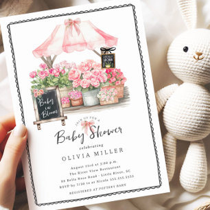 Bébé rose Fleur Douche Invitation