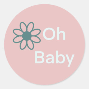 Bébé rose floral marguerite classique rond Sticker
