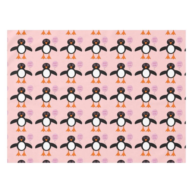 Bébé rose mignon fille Pingouin nappe (Devant (Horizontal))