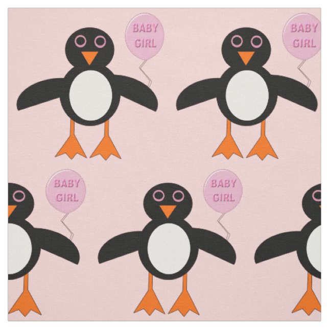 Bébé rose mignon fille Pingouin tissu motif (Échantillon)