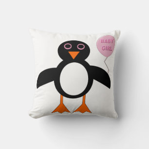 Bébé rose mignonne fille Coussin de pingouin