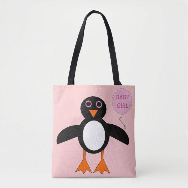 Bébé rose mignonne fille Sac fourre-tout de pingou (Devant)
