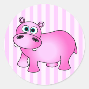 Bébé rose mignonne Stickers Hippo