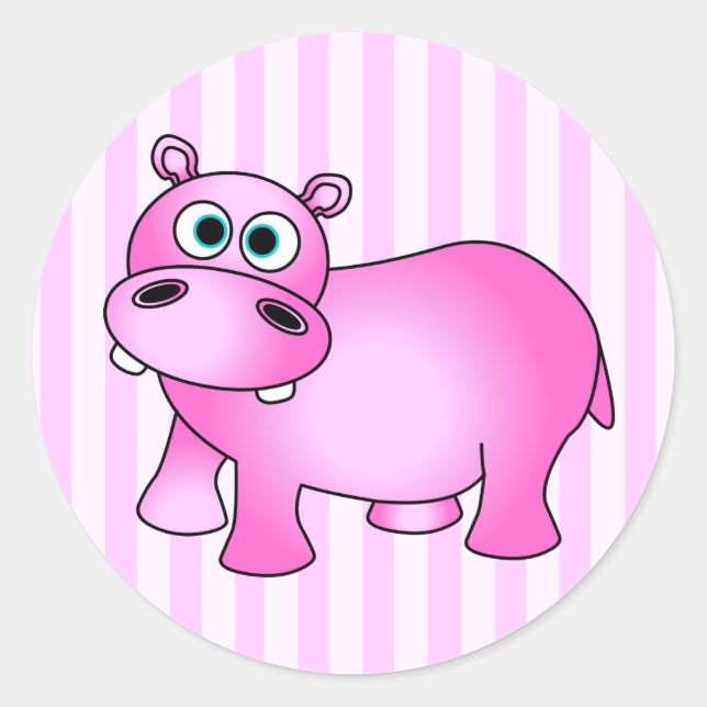 Bébé rose mignonne Stickers Hippo (Devant)