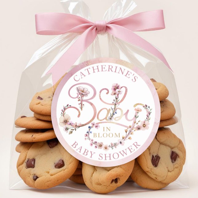 Bébé rose pâle en fleurs en Sticker - Boho Wil (Wildflower Dusty Pink Baby Shower Favor)