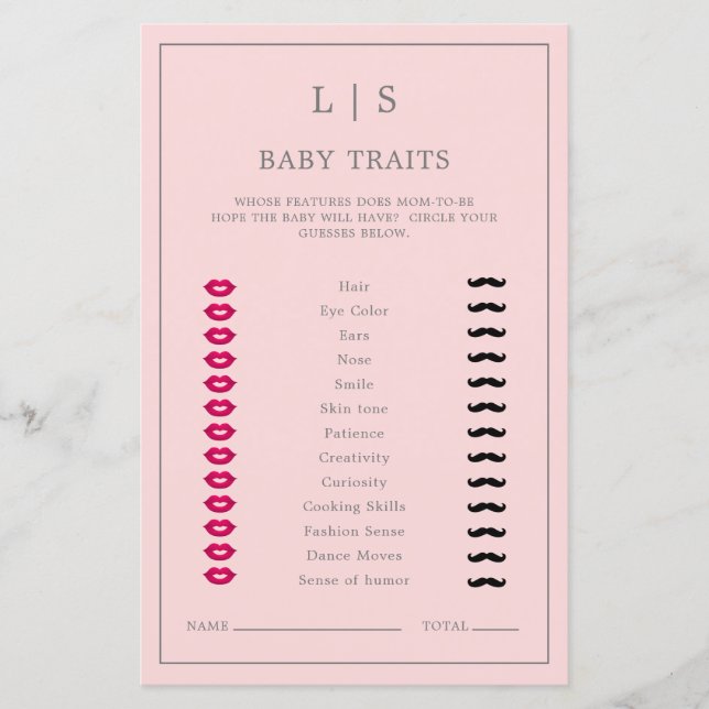 Bébé rose simple Traits Baby shower mignon Jeu (Devant)