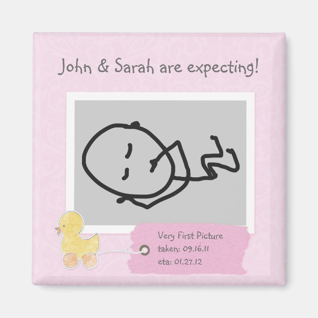 Bébé rose Ultrasound Photo Custom Duck Magnet (Devant)