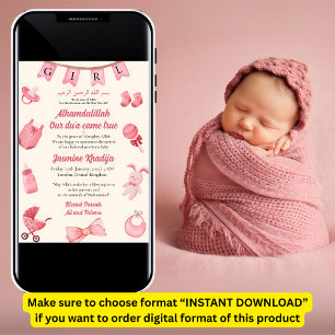 Bébé rose vêtement fille Faire-part de naissance m