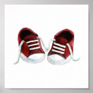 Bébé rouge Basket peinture Art Imprimer, Poster