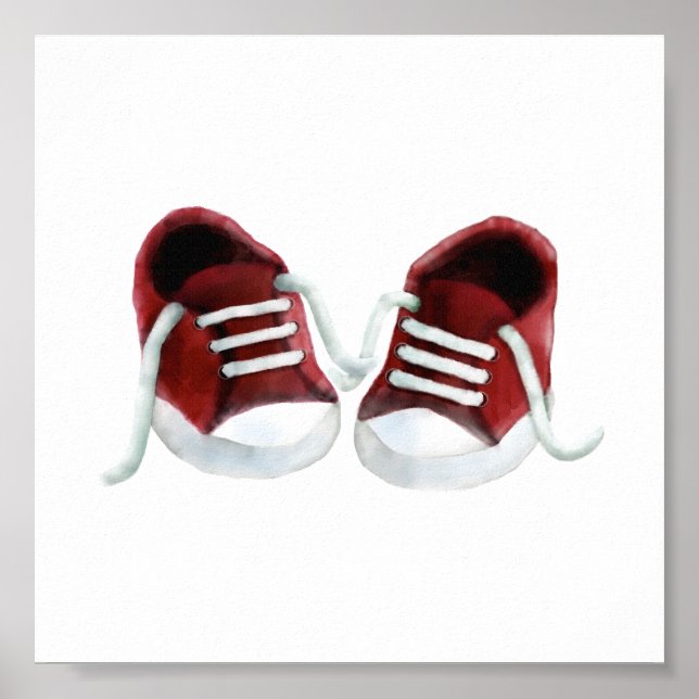 Bébé rouge Basket peinture Art Imprimer, Poster (Devant)