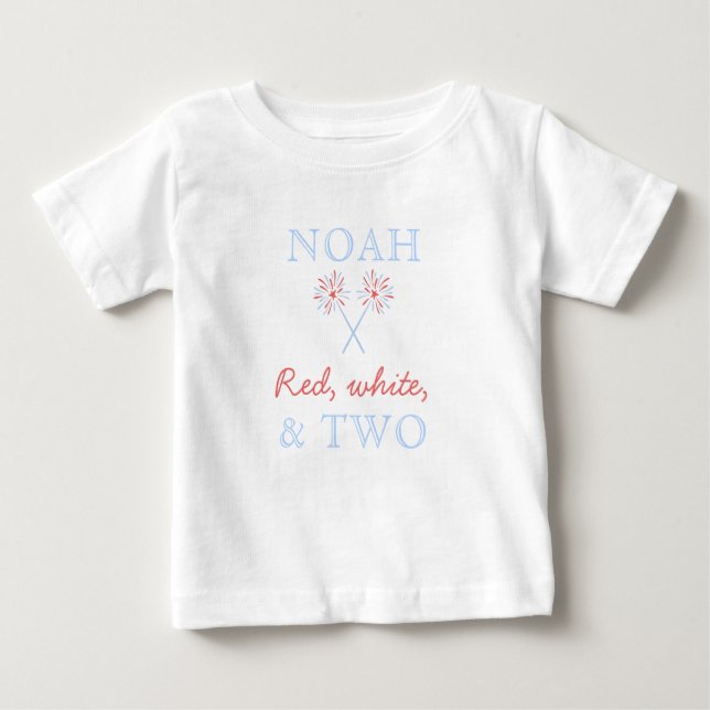 Bébé Rouge Blanc et Deux T-Shirt pour le 2ème Anniversa (Devant)
