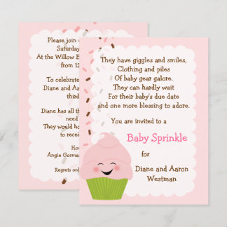 Bébé Saupoudré Dans Une Invitation À Pink