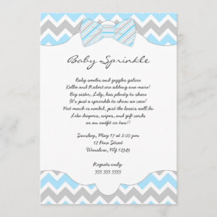 Bébé saupoudrer Bleu Bow cravate invitations baby 