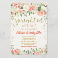 Bébé saupoudrer invitation pour fille aspergé d'am