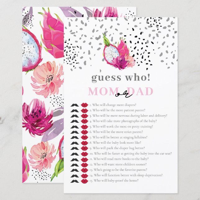 Bébé Saupoudrer Pitaya Dragon Devinez qui joue (Devant / Derrière)