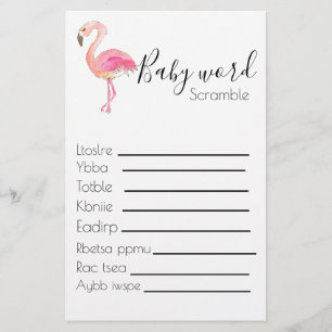 Bébé scramble baby shower jeu flamingo