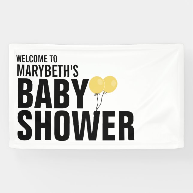 Bébé simple Banderole Baby shower de ballon jaune (Horizontal)