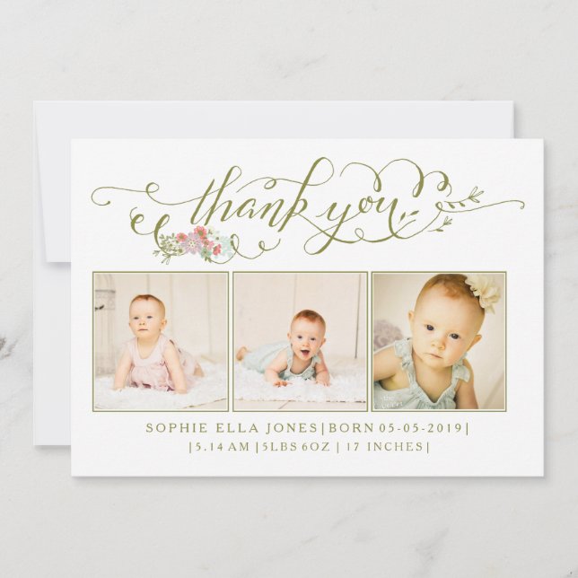 Bébé Sip & Voir Merci Faire-part de naissance (Devant)