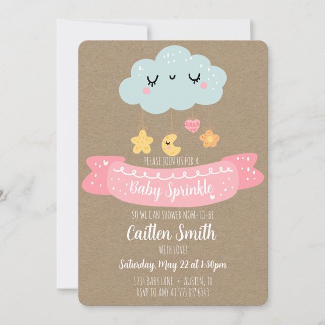 Bébé Sprinkle Baby shower Cloud Invitation (Devant)