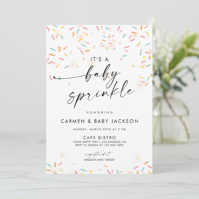 Bébé Sprinkle Douche Invitation Confetti Sprinkles (Debout devant)
