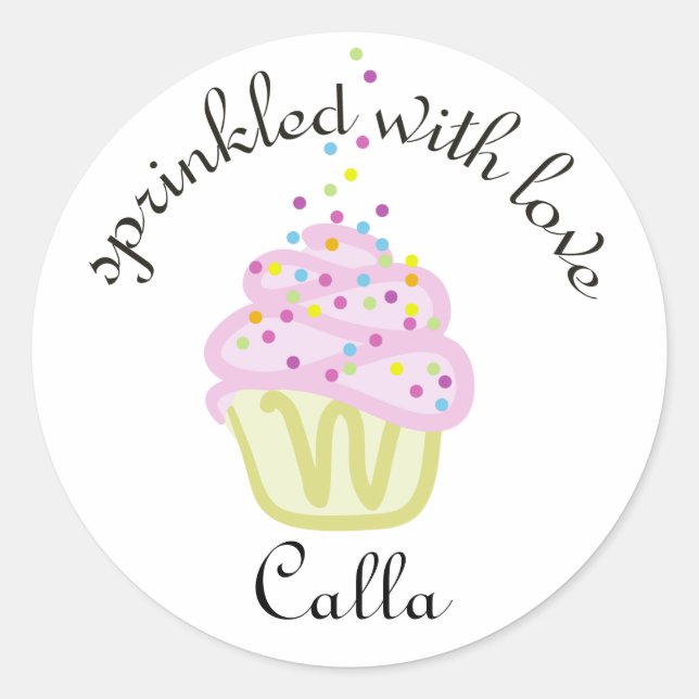 Bébé Sprinkle Douche Stickers Cupcake, Grand (Devant)