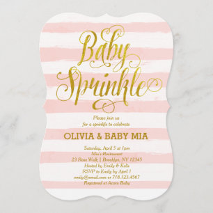 Bébé Sprinkle Invitation Fille Rose Gold White