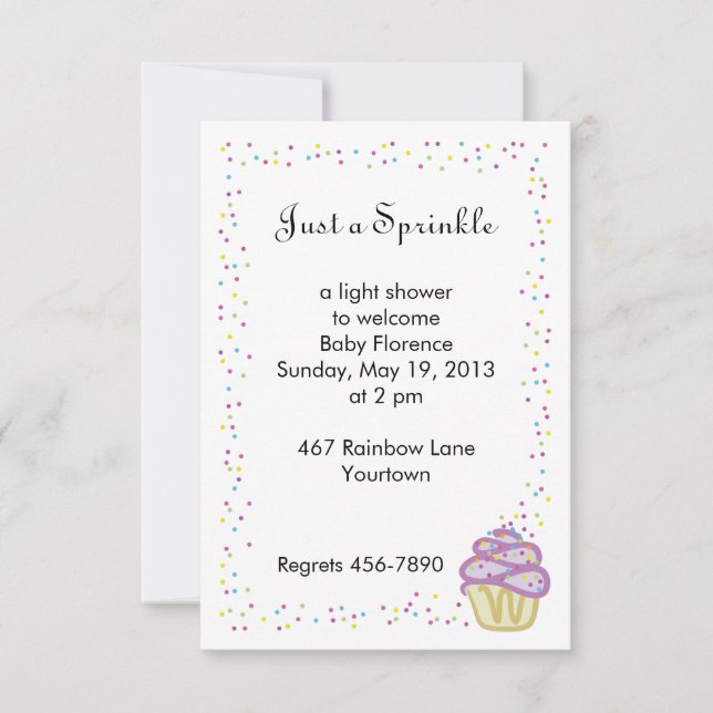 Bébé Sprinkle Shower Invitation Cupcake violet (Devant)