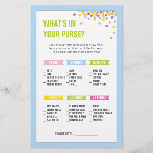 Bébé Sprinkle What's in your Purse Game - Bleu (Devant)