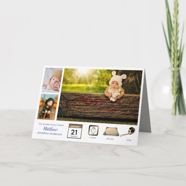 Bébé STATS GARÇONS FAIRE-PART DE NAISSANCE PHOTO C (Devant)