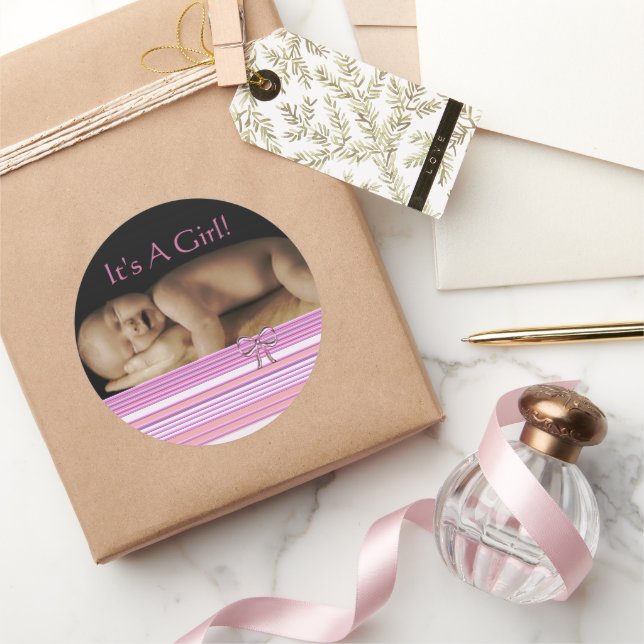 Bébé Stickers Fille avec votre photo bébé (Cadeaux)