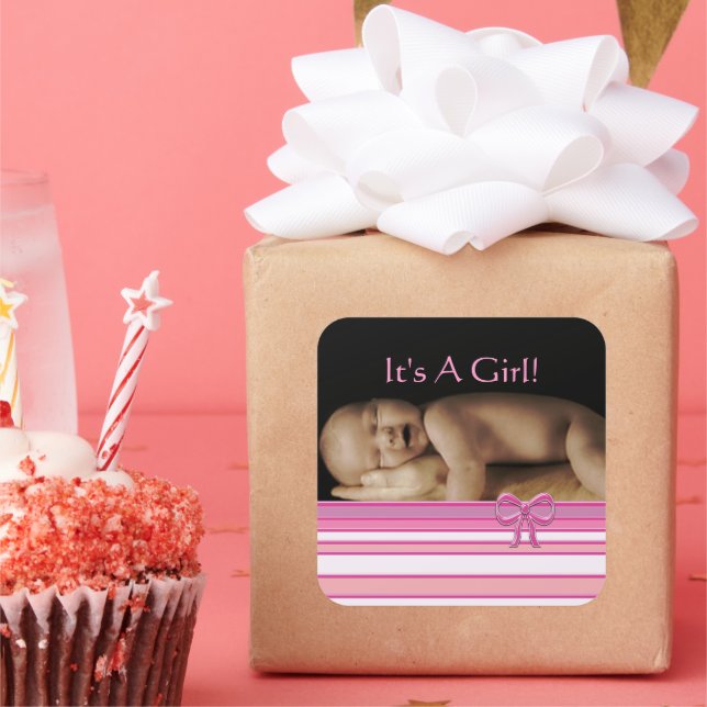 Bébé Stickers Fille avec votre photo bébé (Fête)