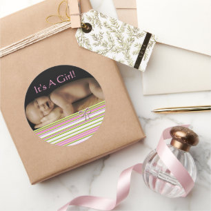 Bébé Stickers Fille avec votre photo bébé