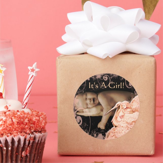 Bébé Stickers Fille avec votre photo bébé (Fête)