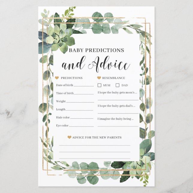 Bébé succulent prédictions et conseils jeu bébé (Devant)