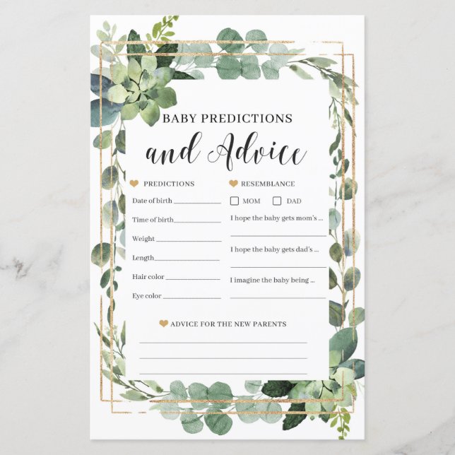 Bébé succulent prédictions et conseils jeu bébé (Devant)