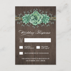 Bébé Succulent Respiration Mariage rustique Cartes
