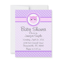 Bébé sucré Hippo Purple Invitation à la douche pou