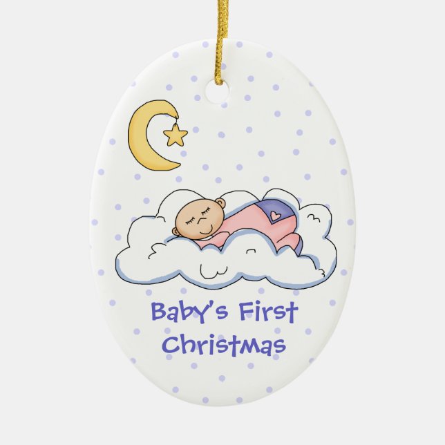 Bébé sur le nuage Premier ornement de Noël (Devant)