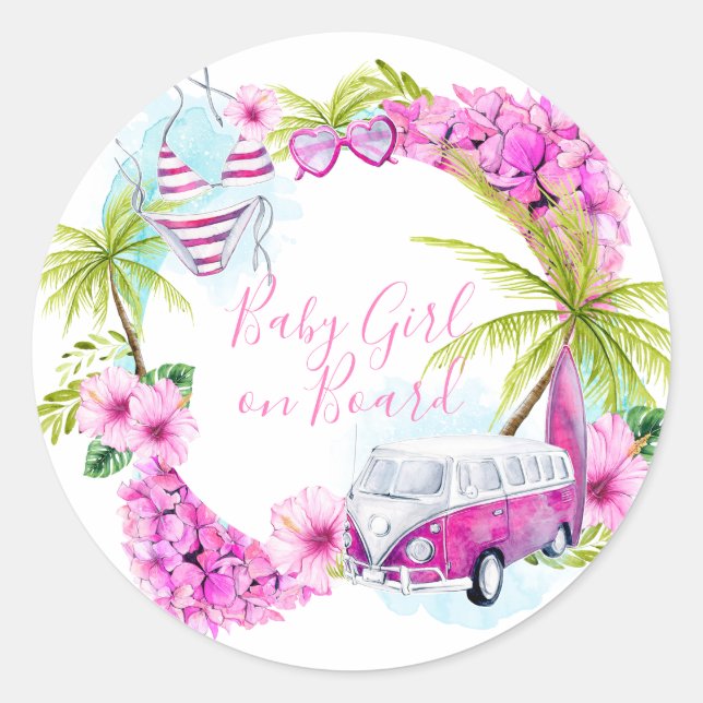 Bébé Surf fille Stickers plage tropicale (Devant)