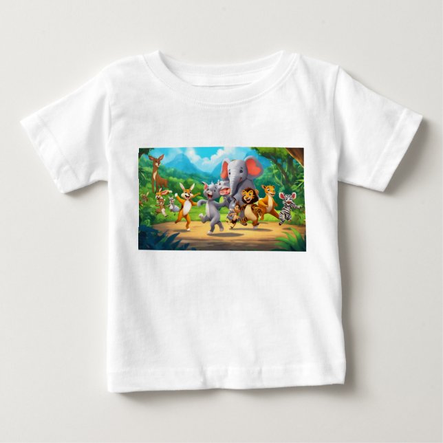 Bébé T-shirt à double face pour la fête animale (Devant)