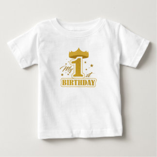 Bébé t-shirt à lettre dorée pour le premier anniversair