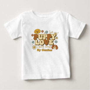 Bébé T-Shirt Amour de Chien, Rétro Groovy 70's pour Amo