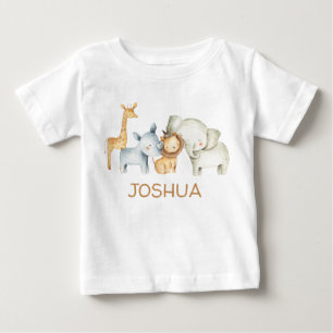 Bébé T-shirt Animaux Safari Personnalisés pour les mig
