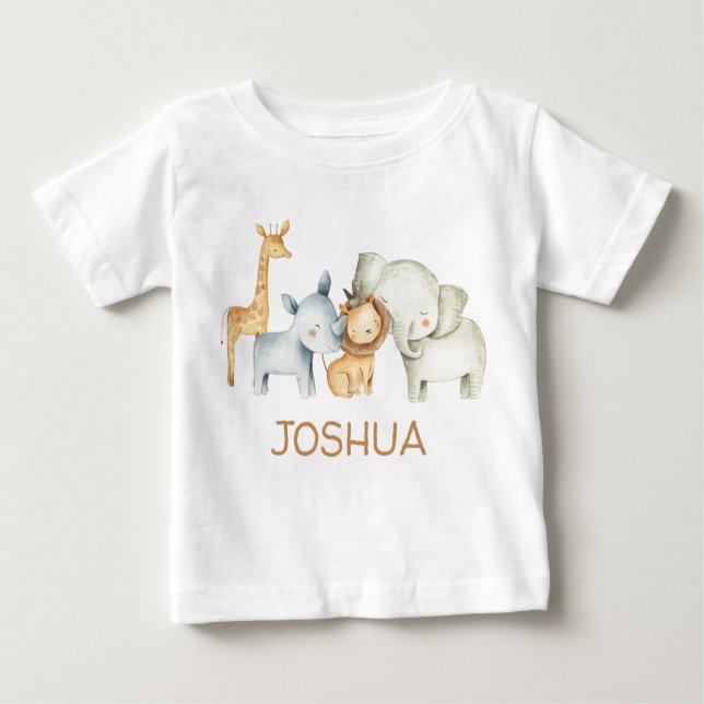 Bébé T-shirt Animaux Safari Personnalisés pour les mign (Devant)