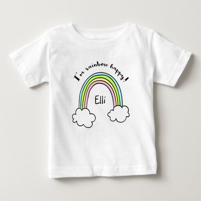 Bébé T-shirt arc-en-ciel personnalisé pour enfants (Devant)