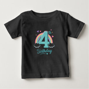 Bébé T-shirt arc-en-ciel pour le 4ème anniversaire de b